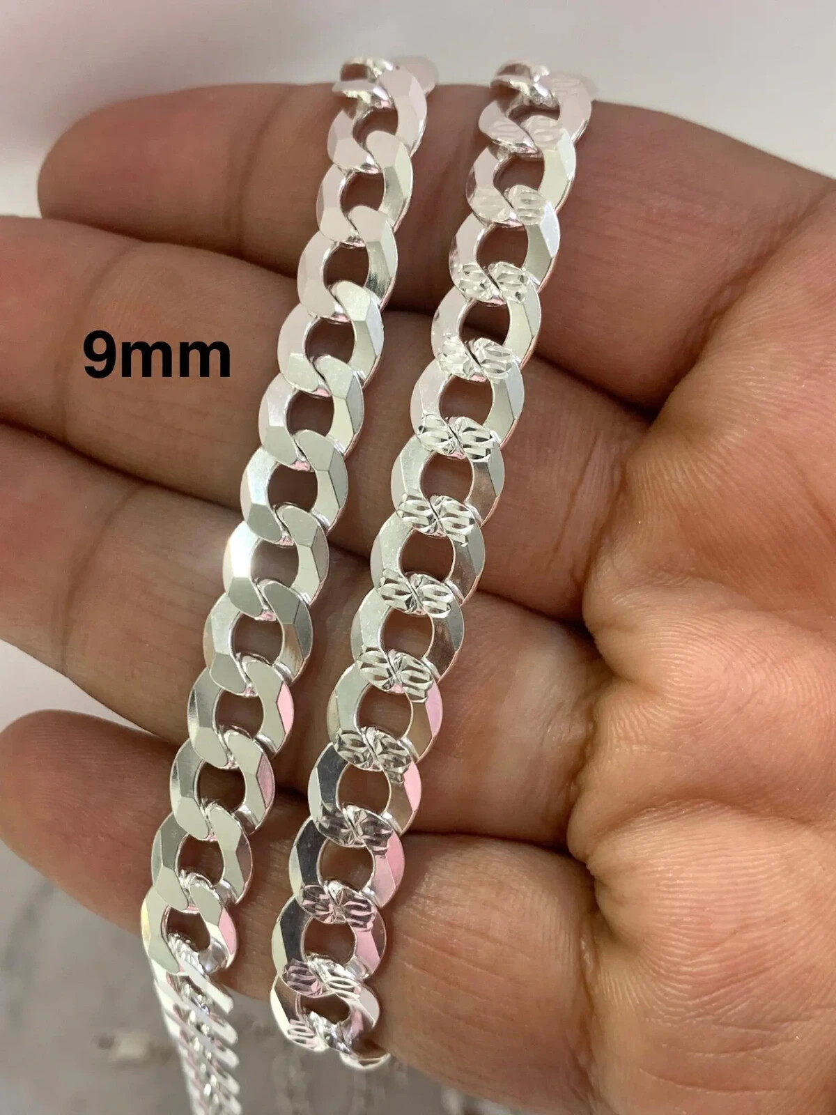 Solid 925 Sterling Real Italian Silver Cuban link Chain Necklace Men and Women