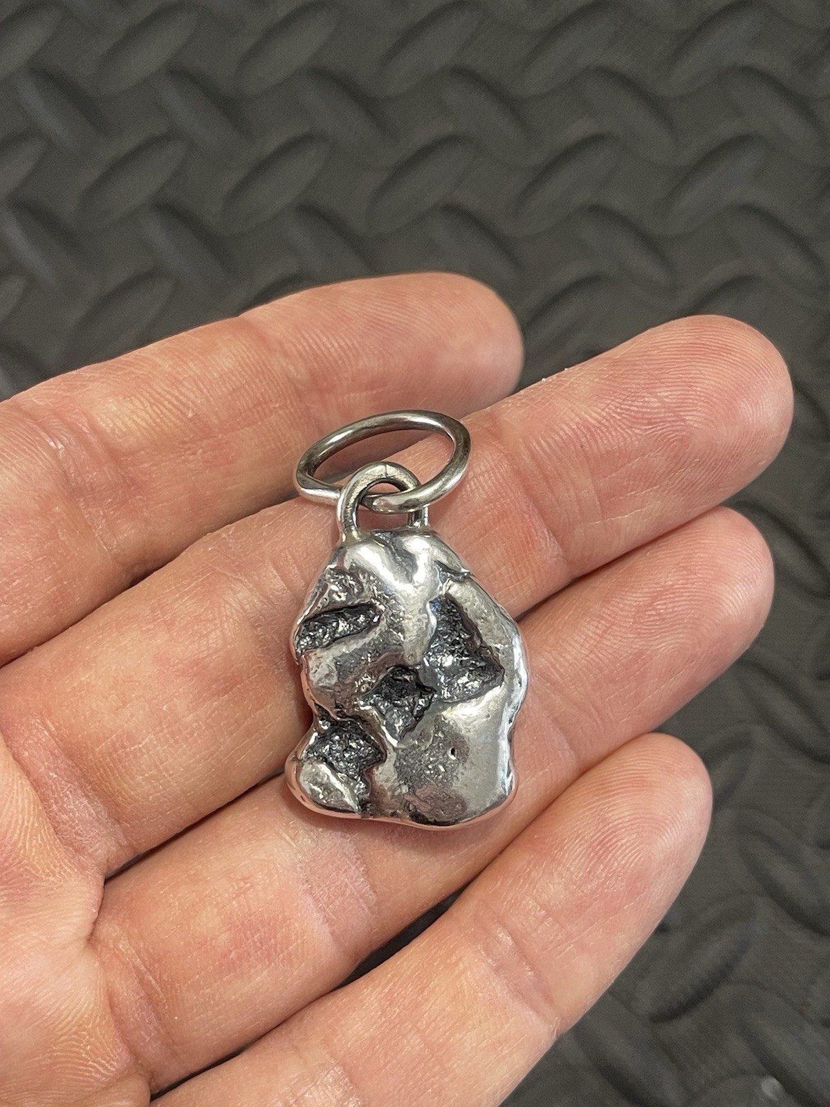 Men’s .925 SOLID Sterling Silver “Silver Nugget” Pendant. Weighs 29.6 Grams.