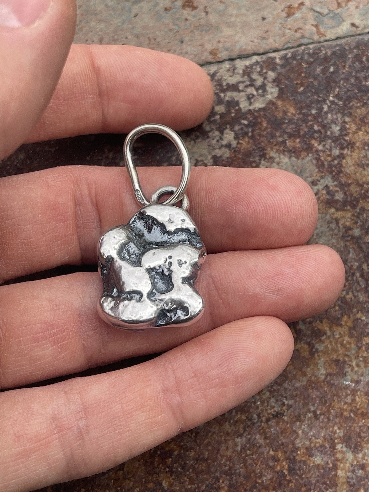 Men’s .925 SOLID Sterling Silver “Silver Nugget” Pendant. Weighs 29.6 Grams.