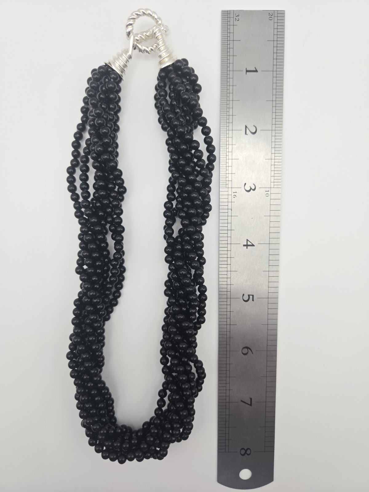 Tiffany & Co. Torsade 8 Strand Beaded Black Onyx 16″ Toggle Necklace Ag 925