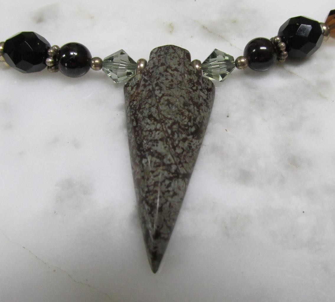 Multi-Stone Beaded Necklace w/ Unknown Stone Accent & Sterling Clasp ~ 6-C470