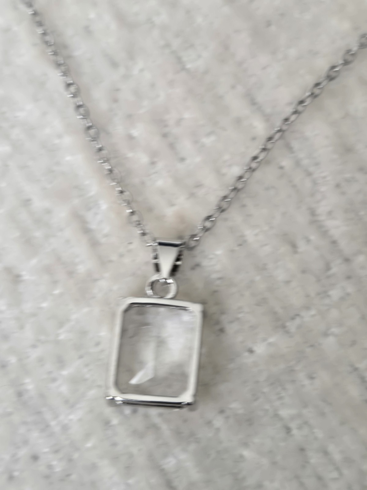 Sterling Silver Clear Cube Crystal 18 Inch Necklace UK Seller