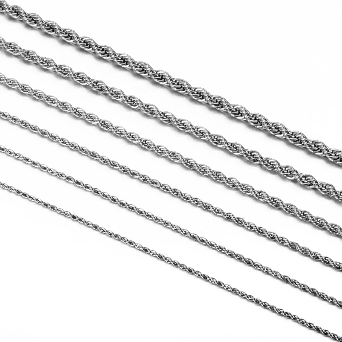 Italian Solid Sterling Silver Rope Link Chain Necklace 925 Silver Chain UNISEX