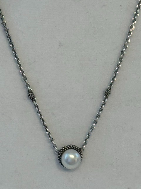 Designer LAGOS Sterling Silver Luna Pearl Necklace 16″-18″