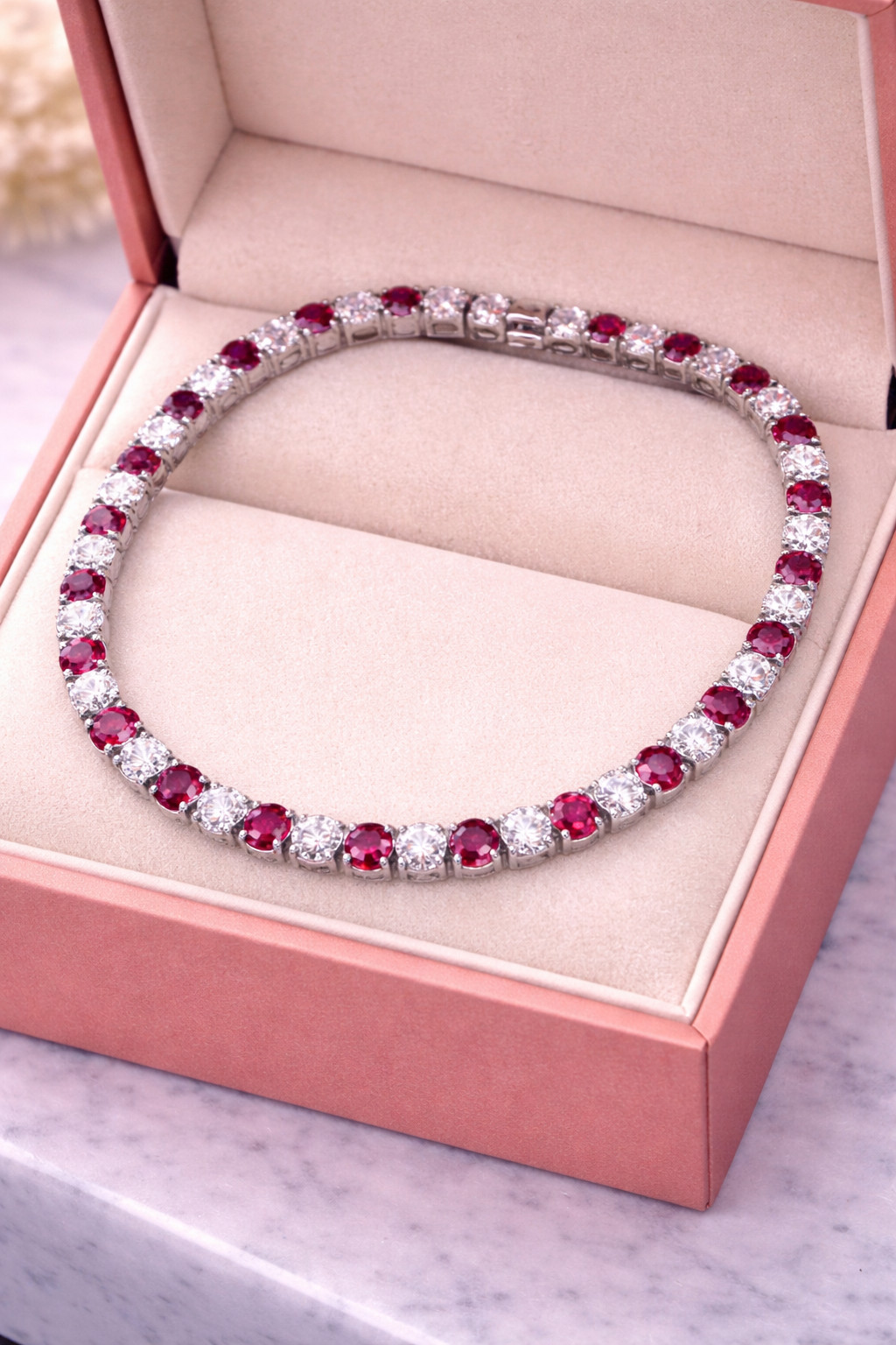 22.00 Ct Elegant Round Ruby Diamond Necklace Lab-Created 14K Black Gold Plated