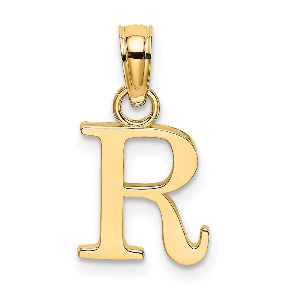 14k Yellow Gold Polished Block Letter R Initial Pendant Perfect Gift for Her