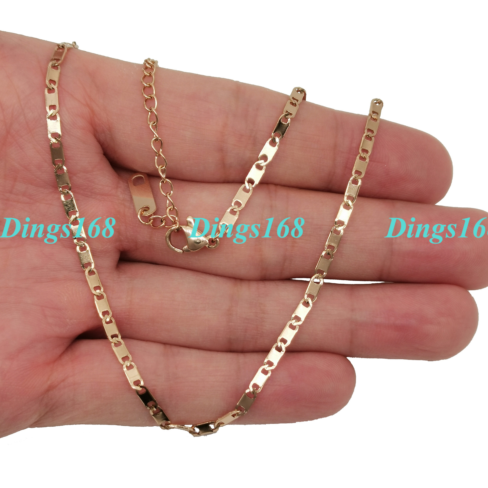 Solid 18K Rose Gold Filled HypoAllergenic Flat Mariner Link Chain Necklace A090R