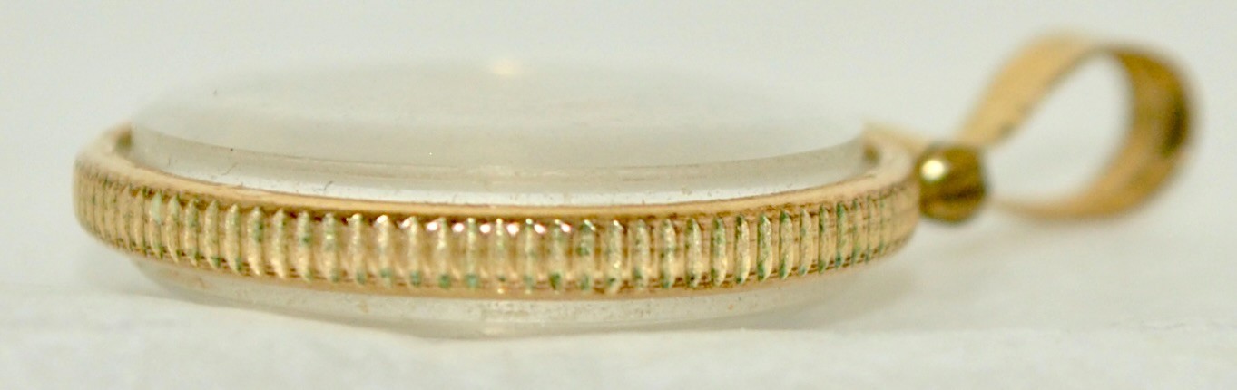 Round Gold Filled Coin Edge Pendant Filled w/22K Gold Nuggets & Natural Diamonds