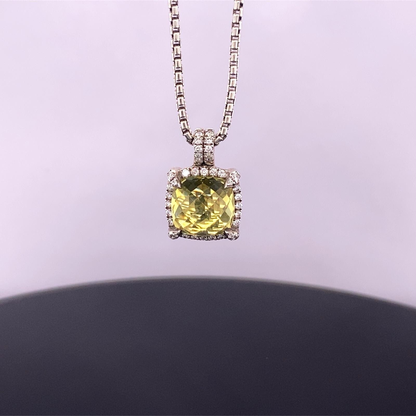 David Yurman Sterling Silver Citrine Chatelaine Diamond Pendant Necklace $1125