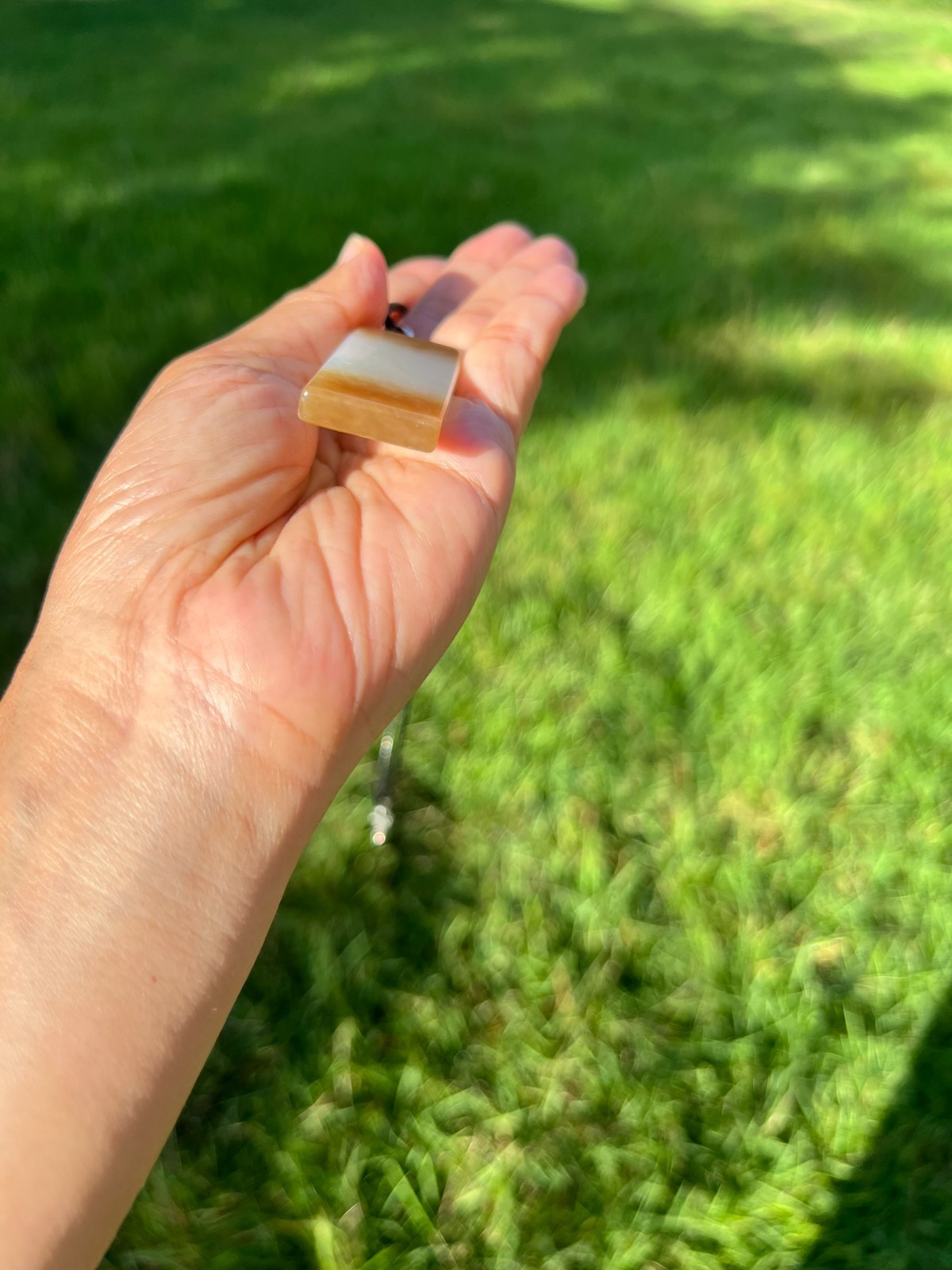 Genuine 100% Natural Nephrite Jade Golden Brown Wushi Plaque 无事牌 Pendant H394 6