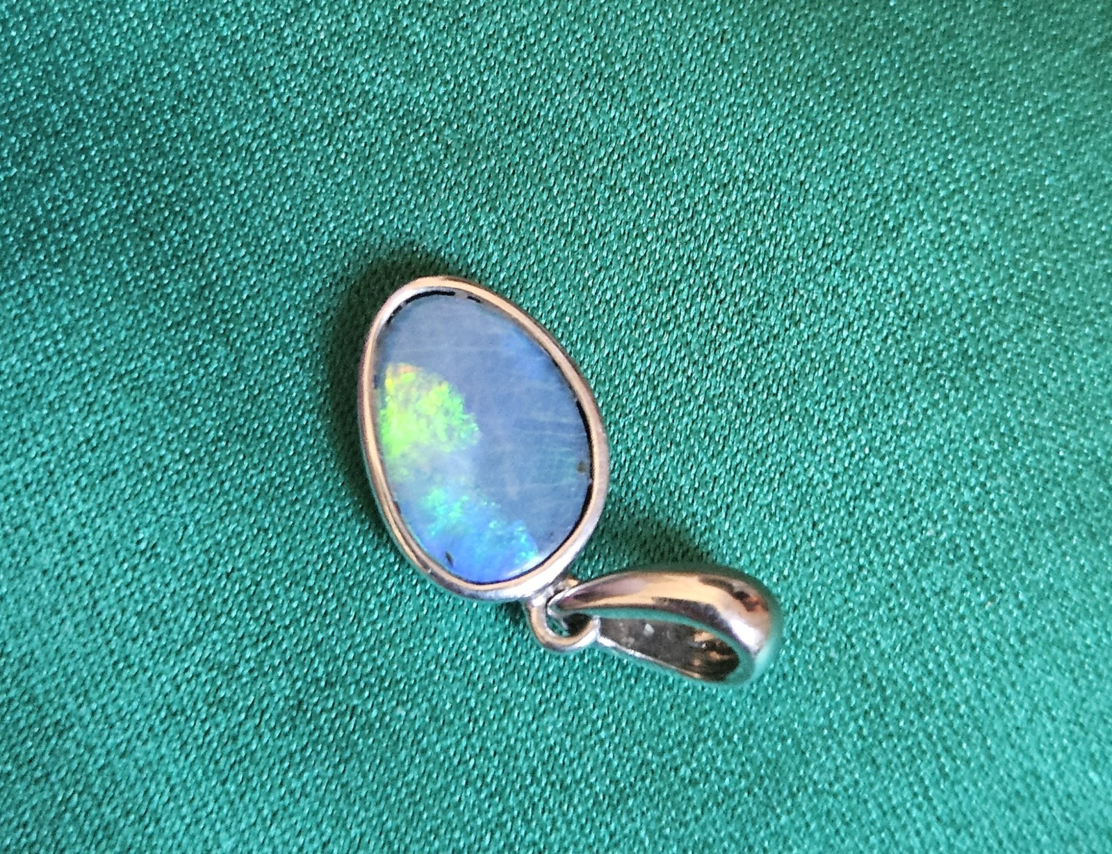 Opal Natural Australian Pendant Free Form Sterling Silver 925