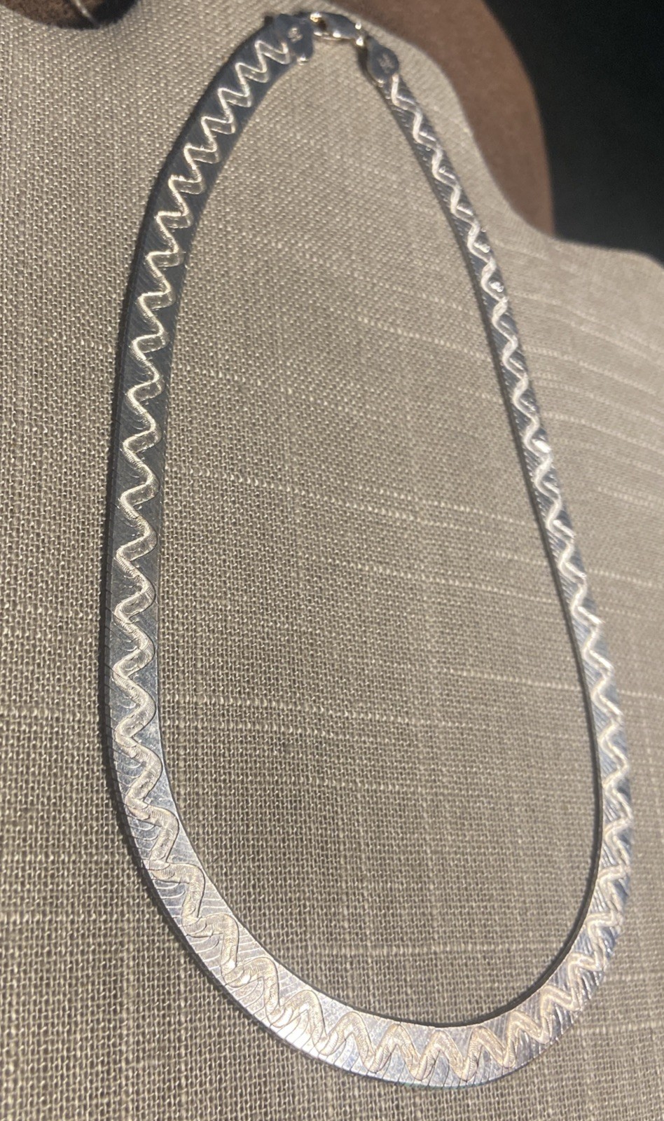 MILOR Italy Reversible Etched Herringbone 9mm Sterling Silver 18″ Necklace