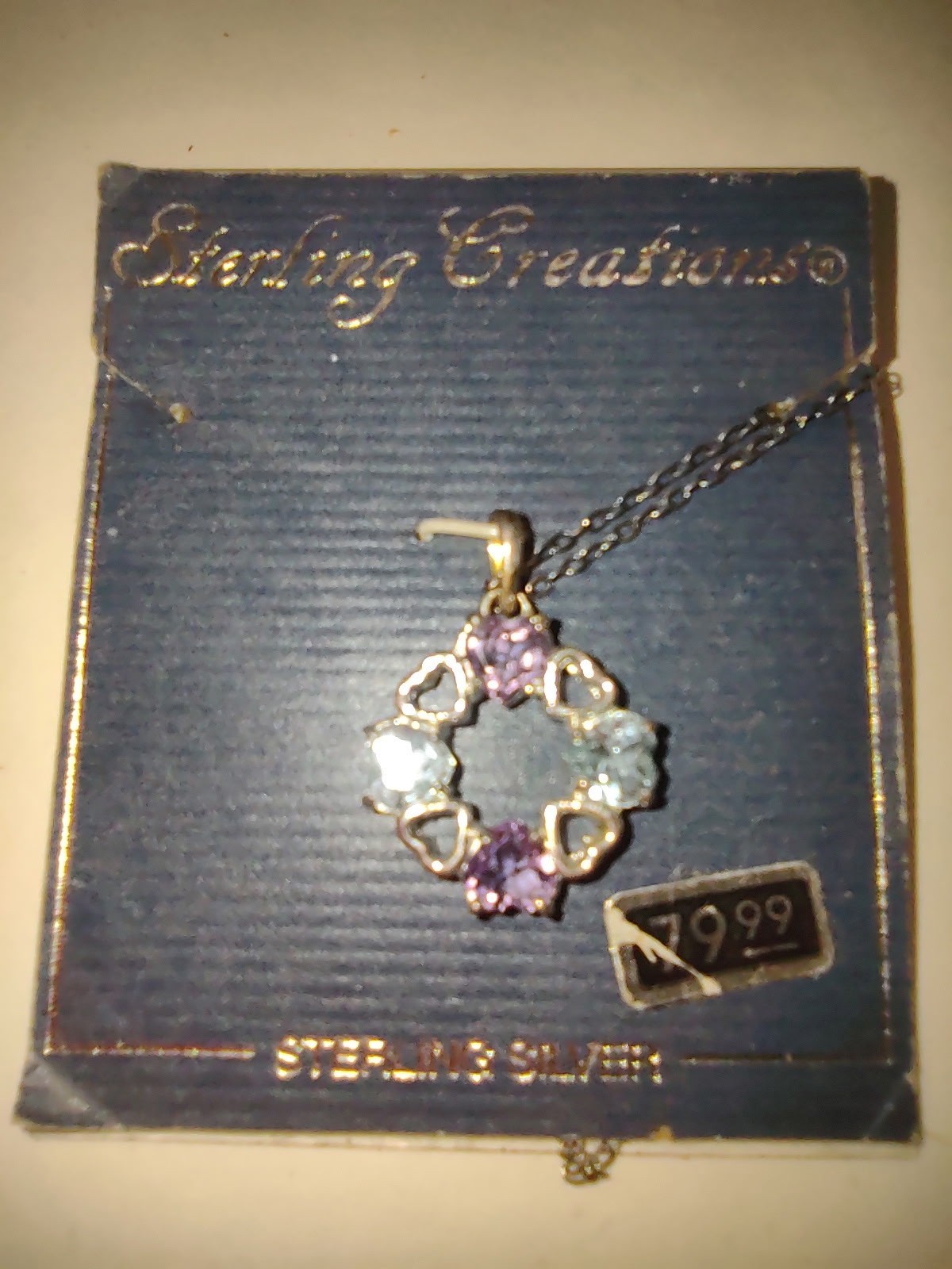 Sterling Creations 925 Sterling Silver Heart Charm Necklace Gift New Vintage