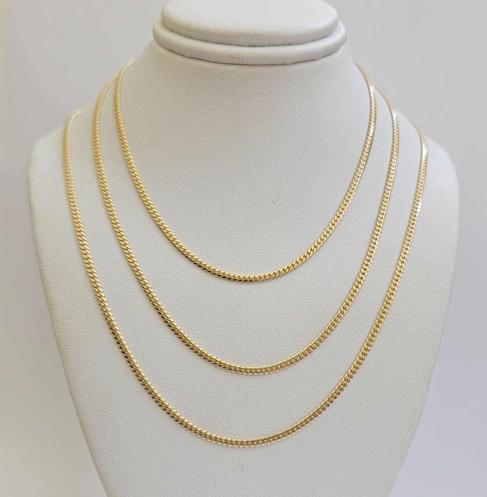 Solid 18k Yellow Gold Necklace Chain Miami Cuban Link 2mm 18″-24 Inch Real 18kt