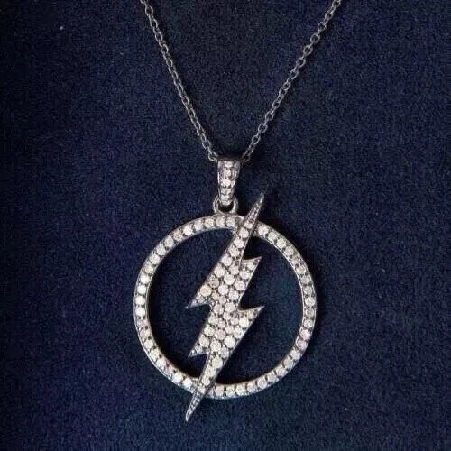 2Ct Round Lab Created Diamond Lightning Bolt Men’s Pendant 14K White Gold Plated