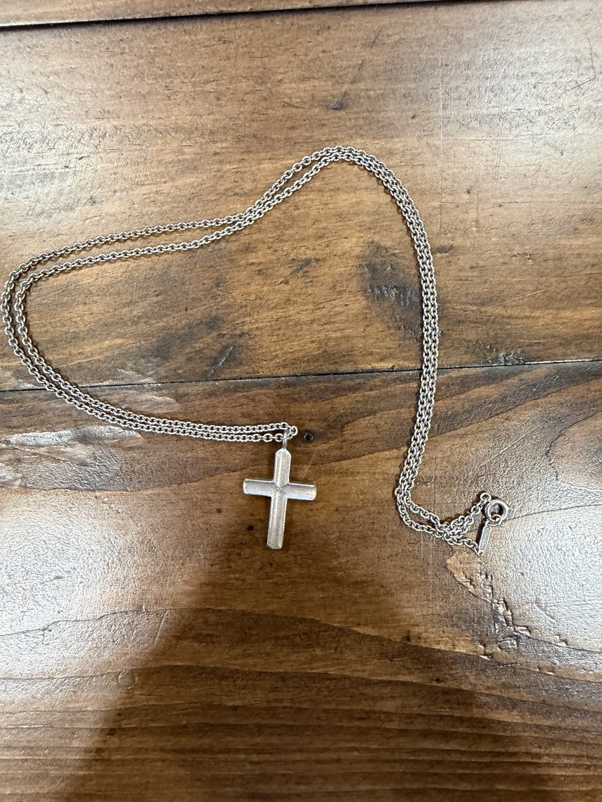 Tiffany & Co. Concave Cross Pendant 24” Sterling Silver Rolo Chain Men’s