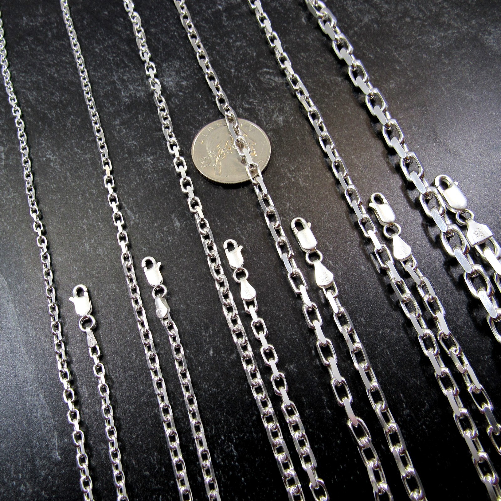 Solid 925 Sterling Silver Men’s Italian Forzatina / Anchor / Cable Link Chain