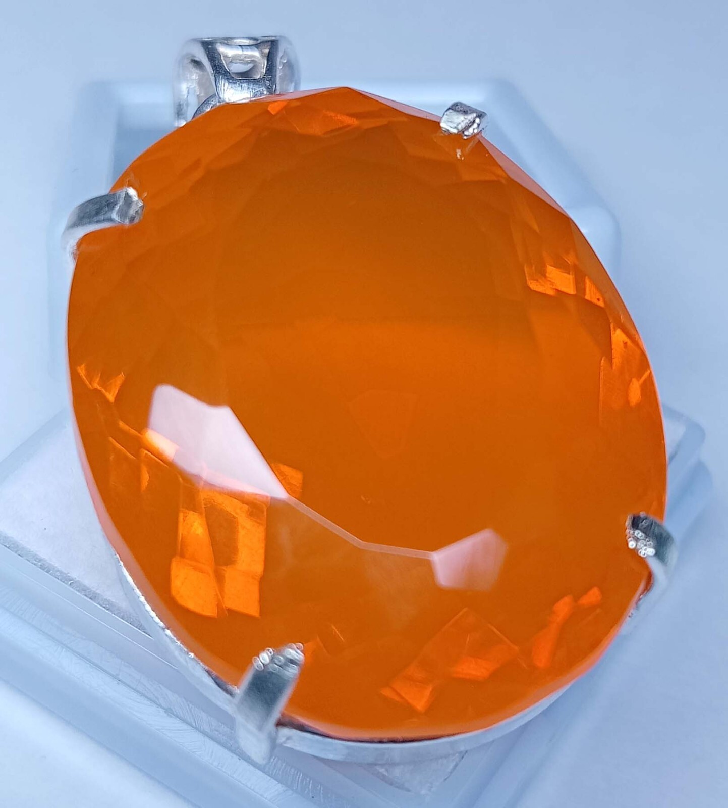 Pendant Oval Cut 93.30 Ct Orange Opal Locket Natural Gemstone Certified PD058