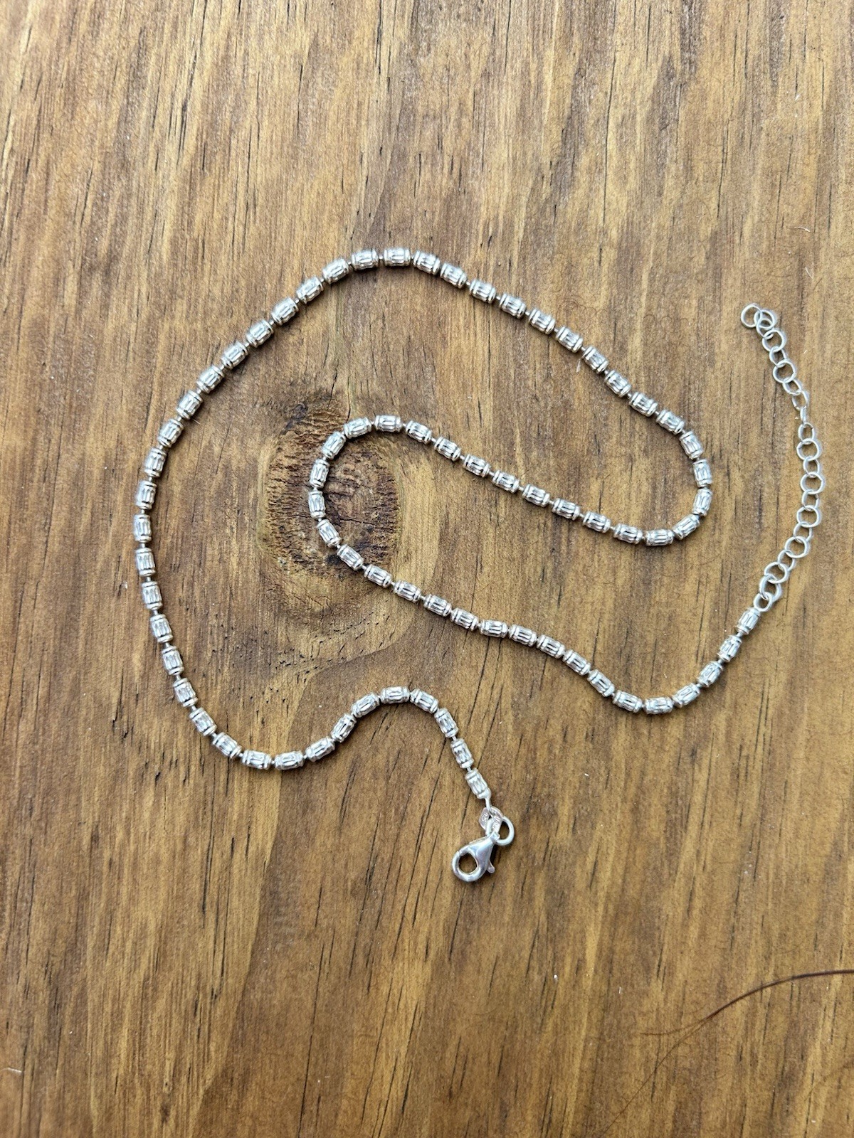 925 Sterling Silver Italy Bead Ball Chain Necklace Viking Link Design 18’’ 8.4g
