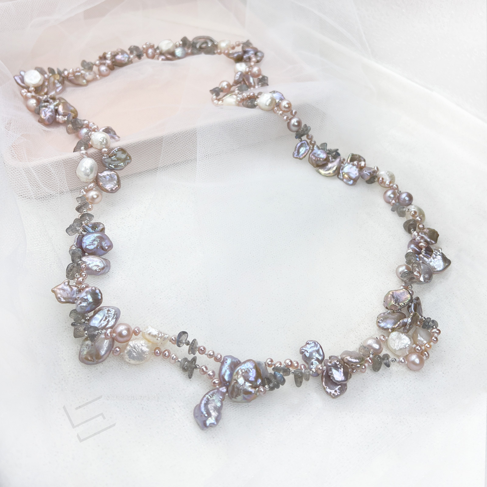 72″ Variety Pearls And Natural Gemstones Long Strand Necklace, Length adjustable