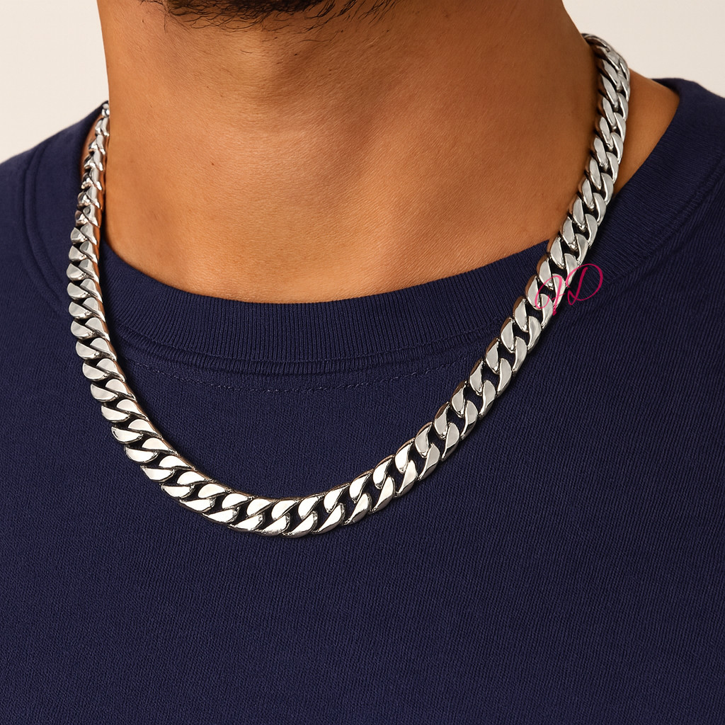 Width 6 MM 950 Platinum Mens Miami Cuban Chain Necklace Length 24 Inches