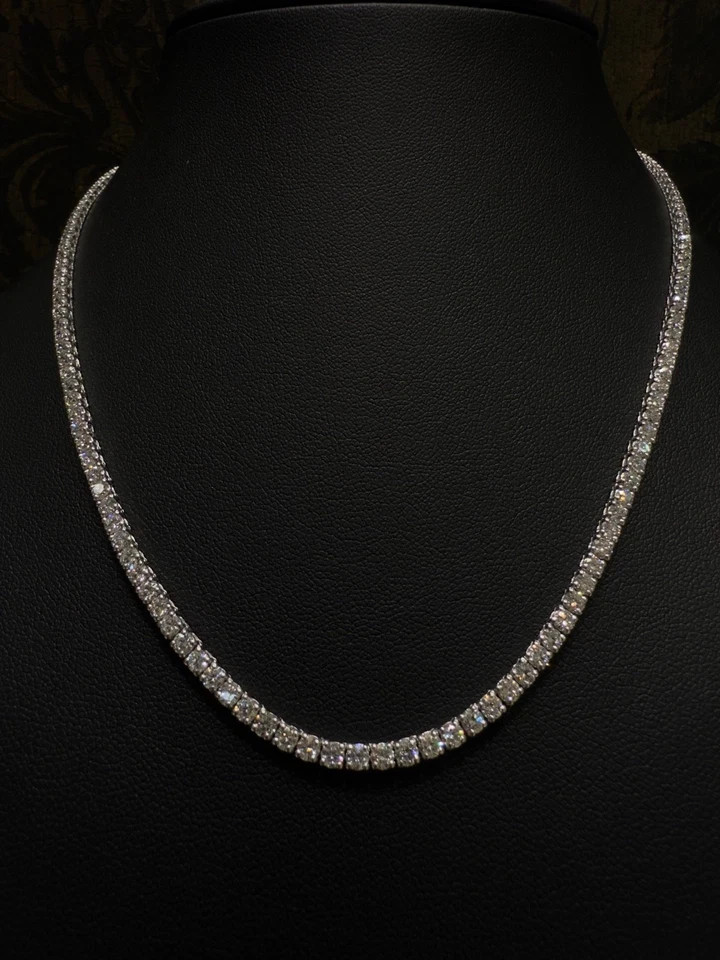 8Ct Round Cut Lab Created Diamond 20″ inch Tennis Necklace 14k White Gold Plated