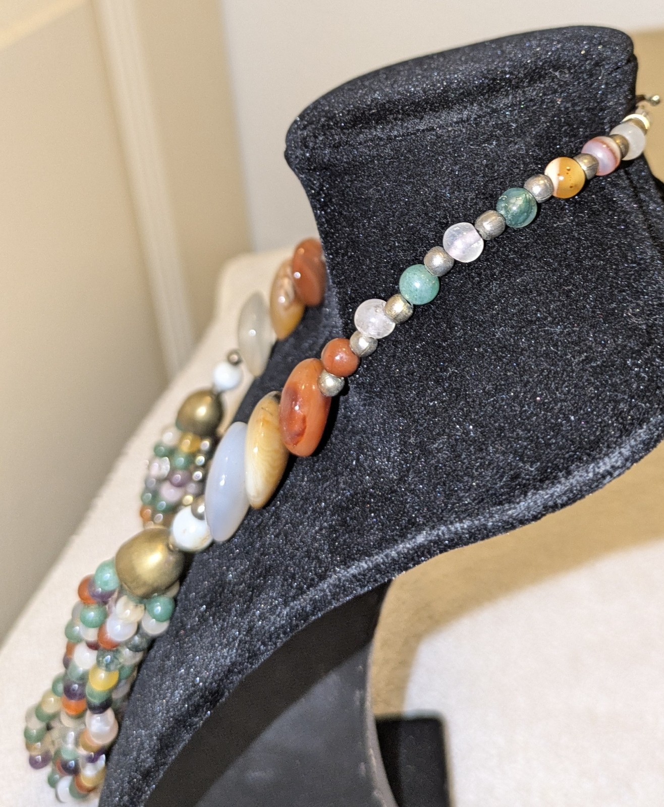 Pretty Semi Precious Gemstone Multi-Strand Necklace