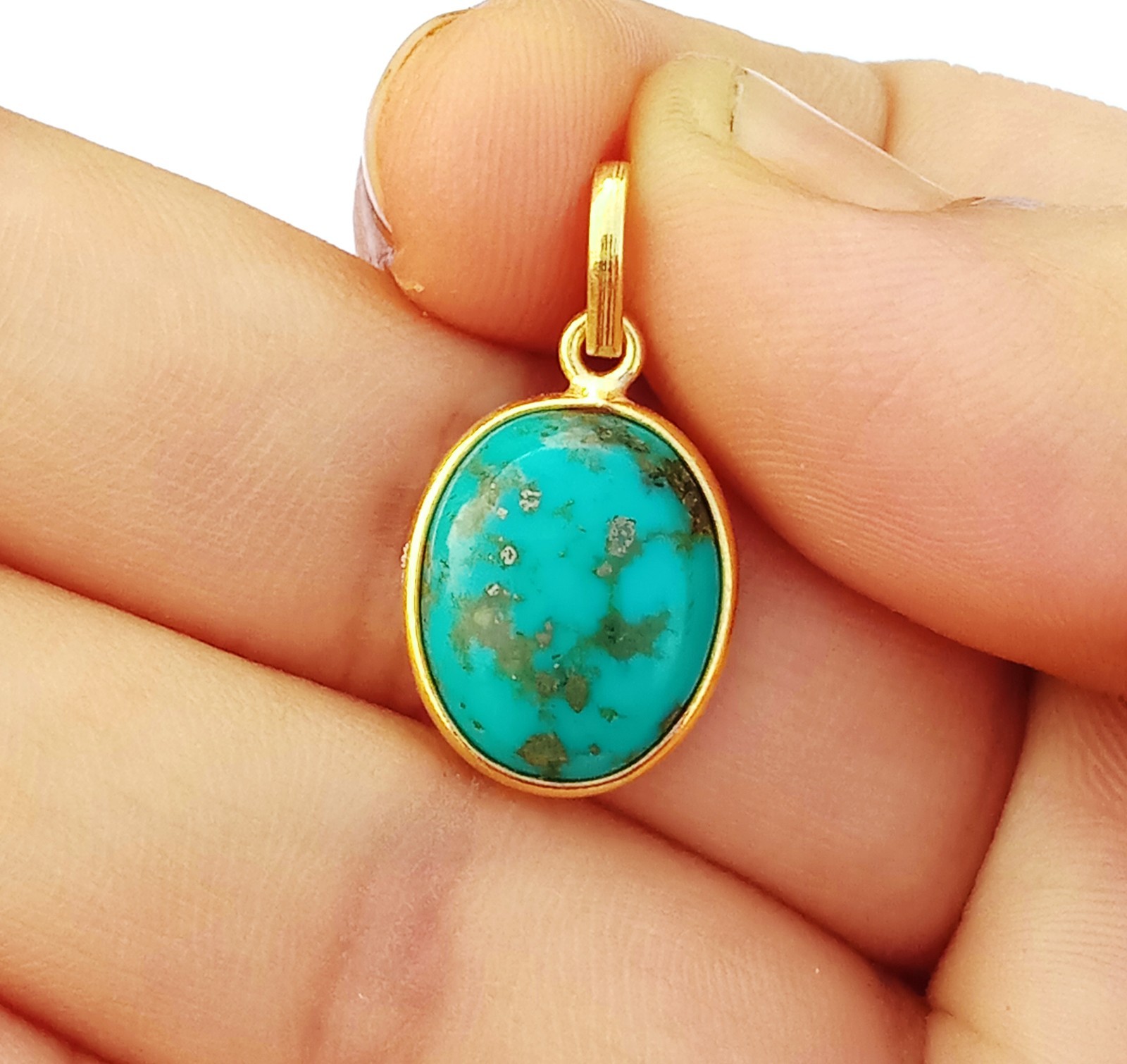 Natural Purple copper Turquoise Gold charm ,18kt Gold Charm, Handmade Jewelry