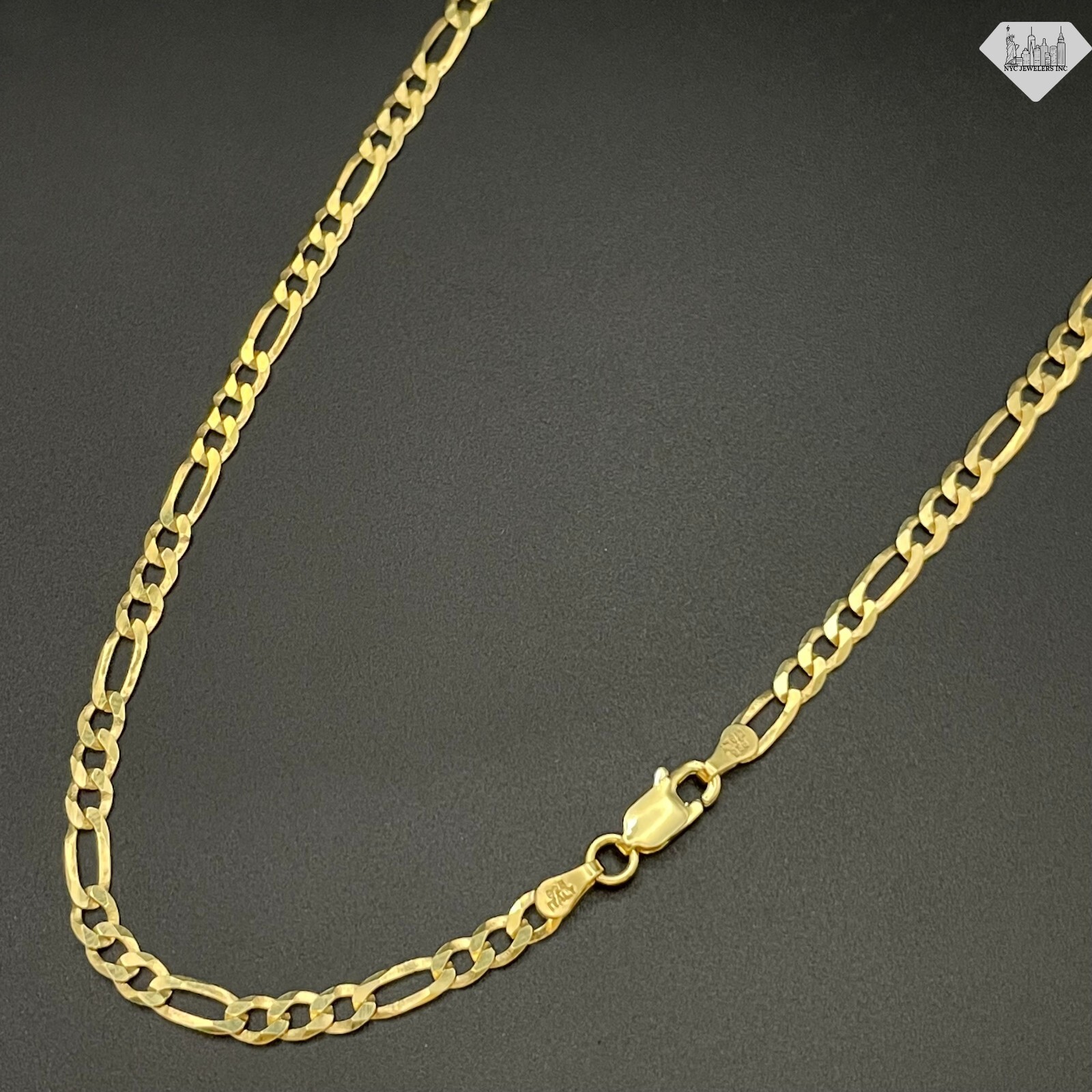 14K Gold Plated Sterling Silver Figaro Link Chain Necklace 925 Silver Chain