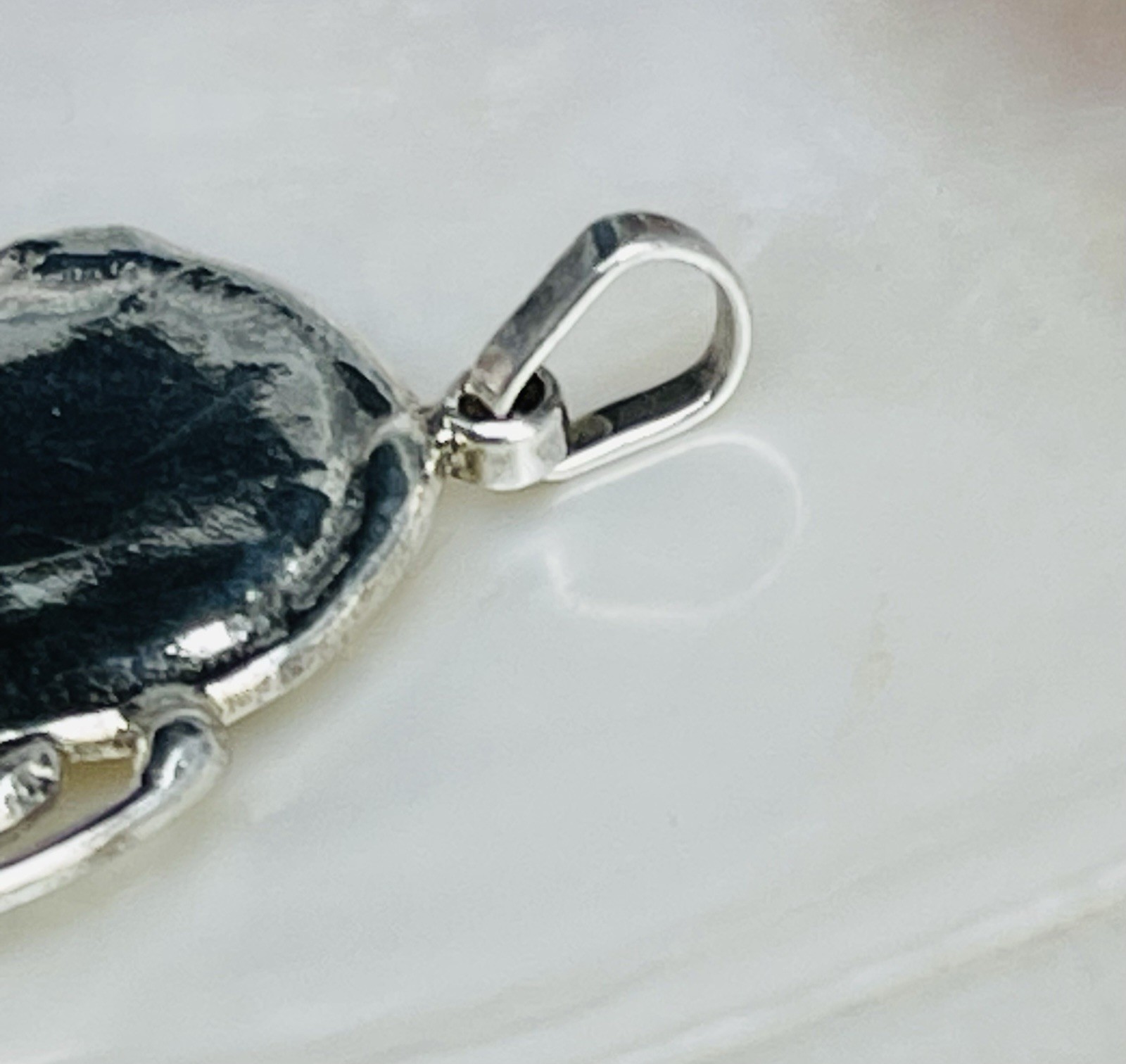 Roman Glass Sterling Silver Pendant Asymmetrical Look
