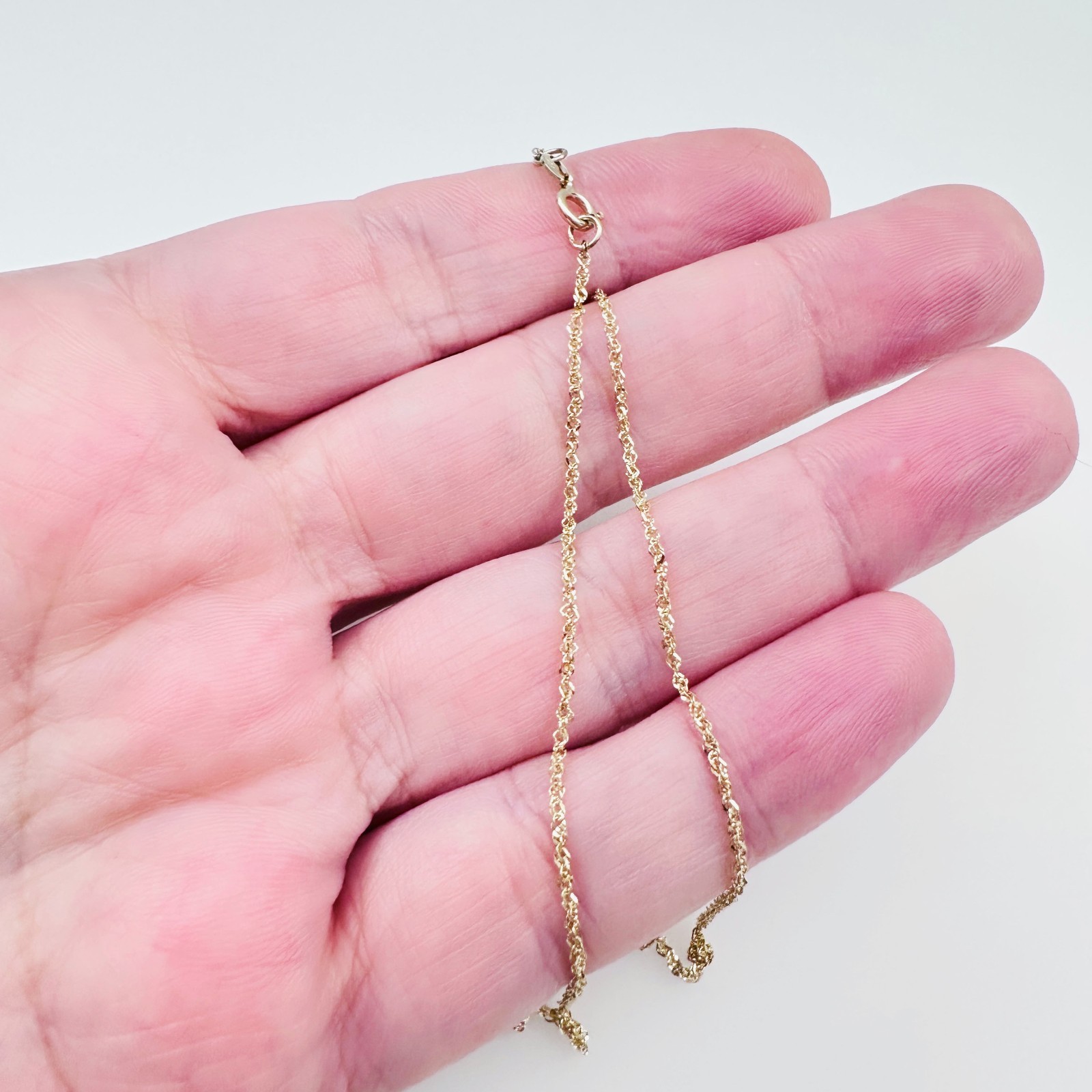 10K Yellow Gold Diamond-cut Prince of Wales Link Chain Necklace, 1.1mm, 17 3/4″