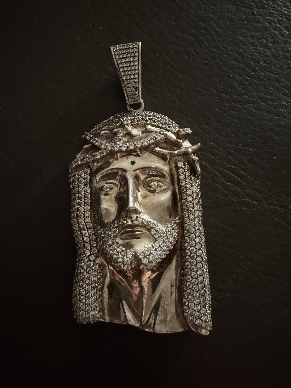 MOISSANITE Iced Out Hip Hop Jesus Face Pendant-925 Silver, 3.25” LONG