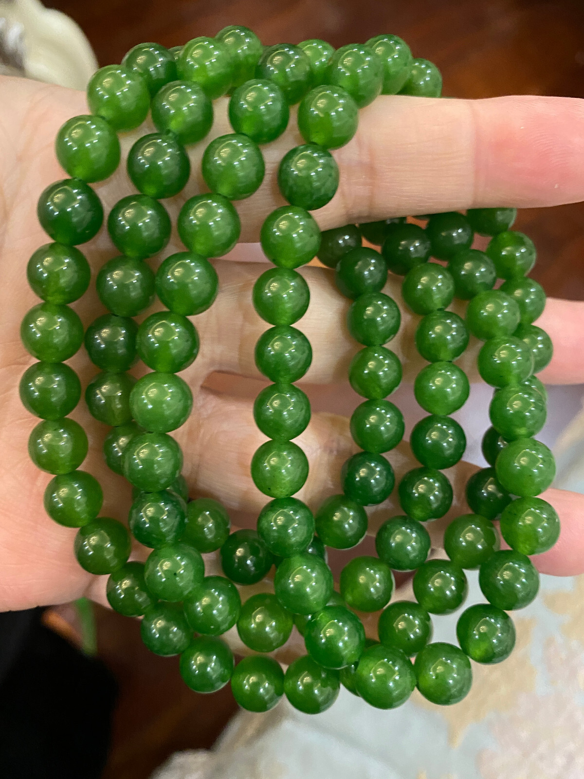 LONG NEW HIGHEND*RARE*GORGEOUS 8MM GREEN CARNELIAN JADE稀有天然玛瑙绿玉 NECKLACE