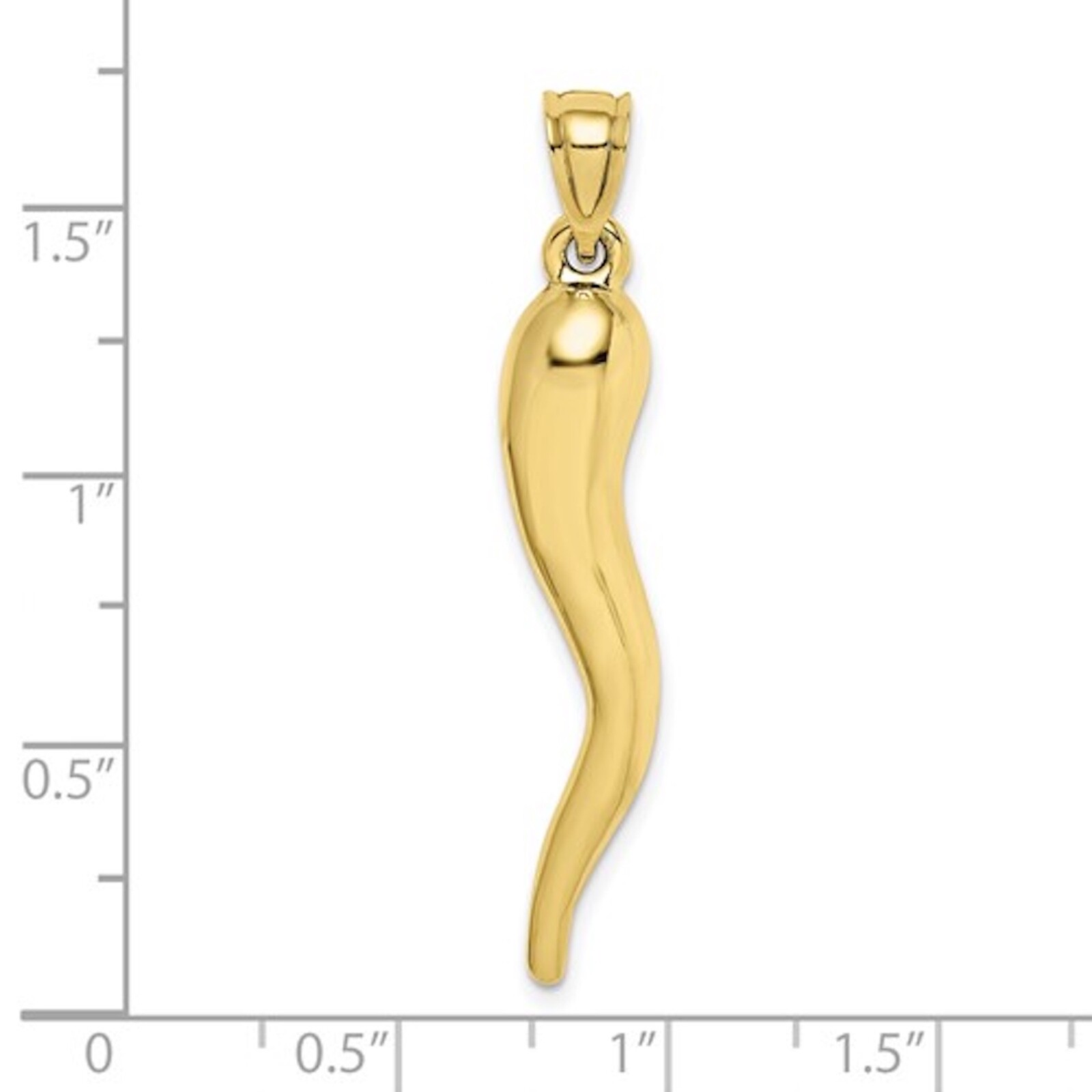 14K Real Gold 3D Cornicello Charm Pendant, Gold Italian/Chili pepper Horn – 14KH