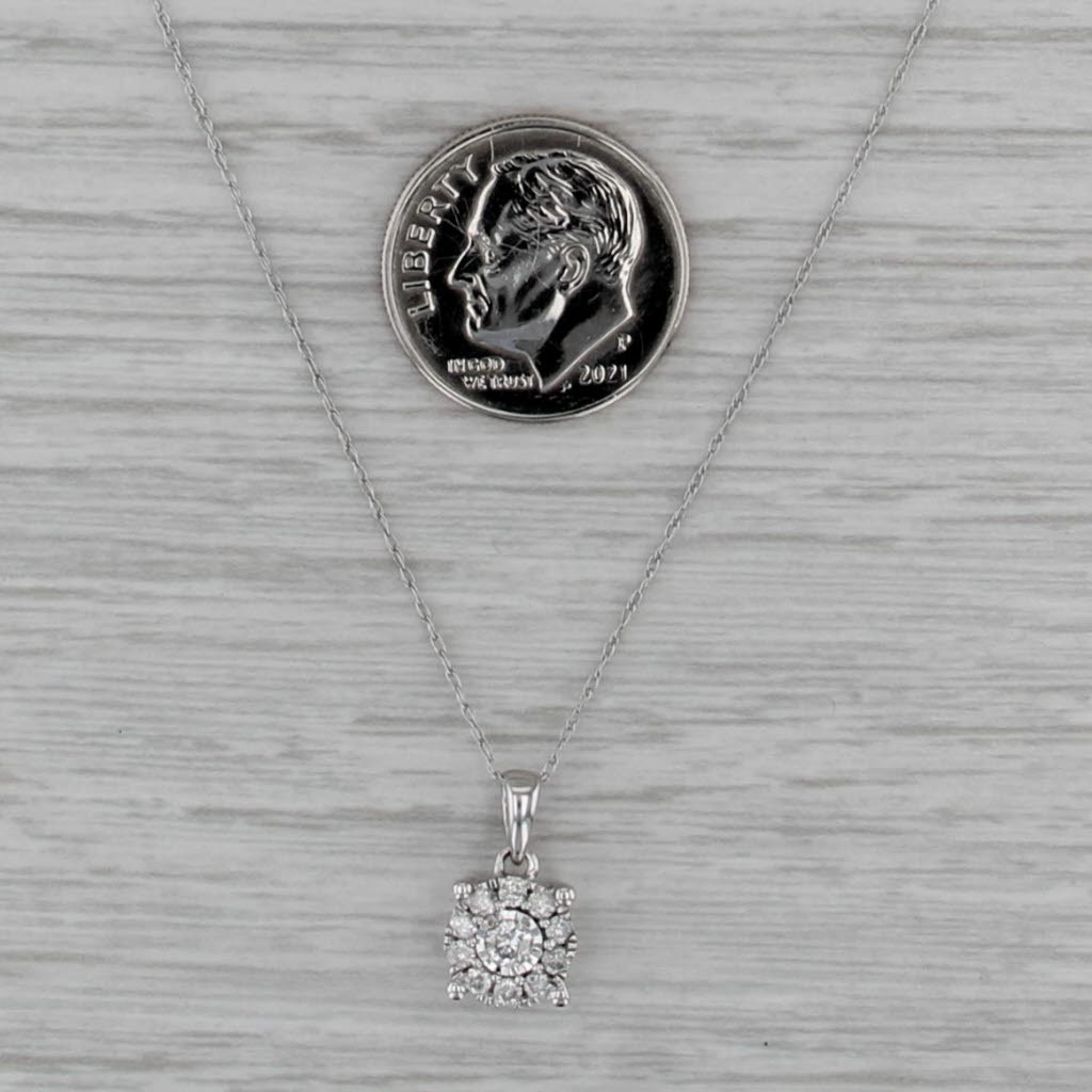 0.20ctw Diamond Halo Pendant Necklace 10k White Gold 20.25″ Rope Chain