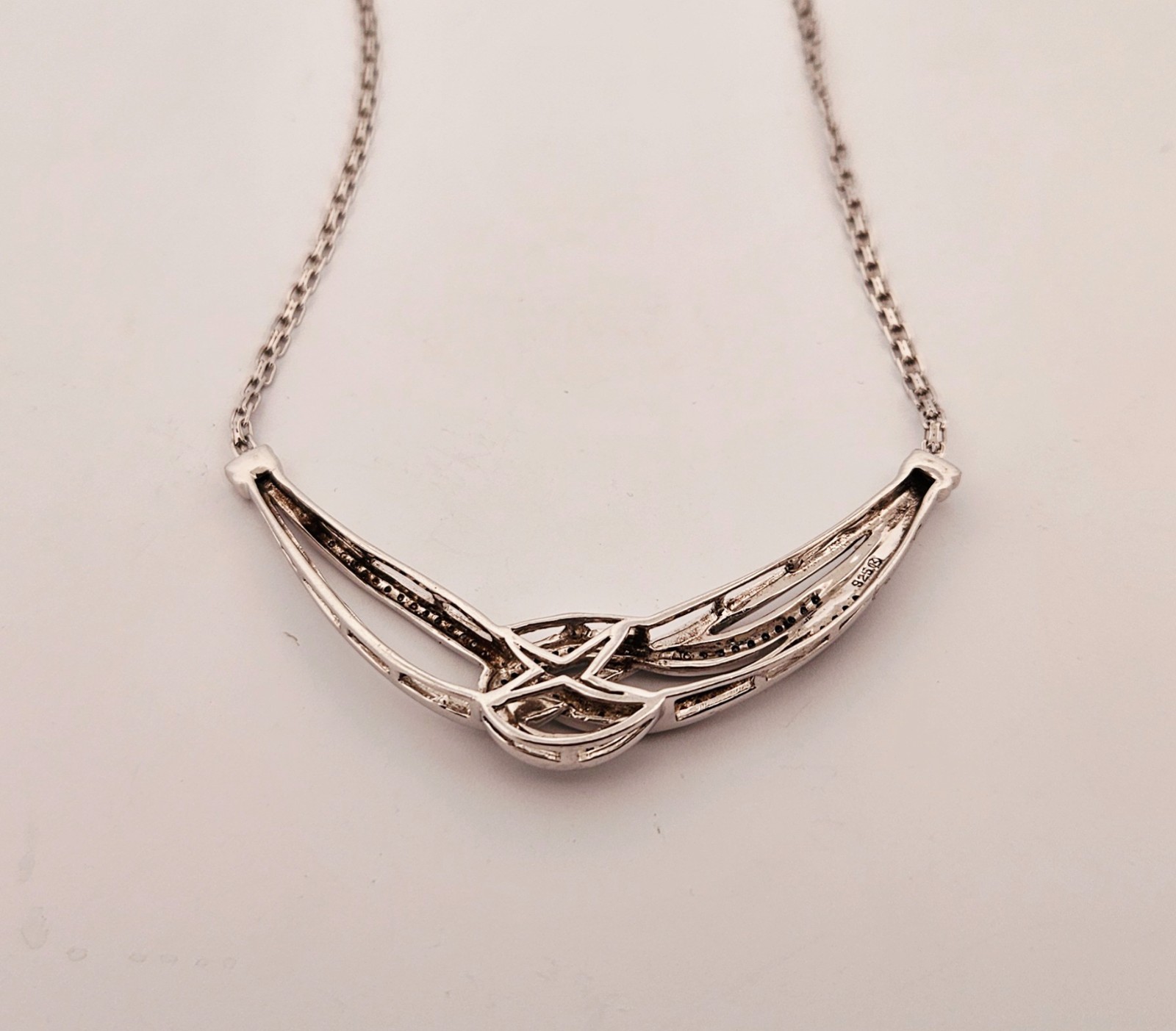 Louis J Meyer sterling silver genuine black & white diamond necklace 17.5″