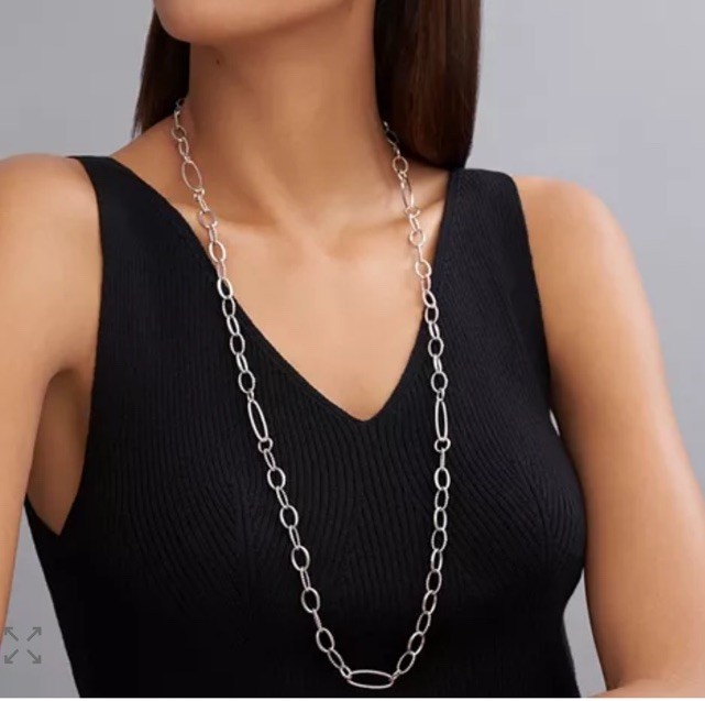 LAGOS SILVER SIGNATURE CAVIAR OVAL LINK CHAIN 34” NECKLACE