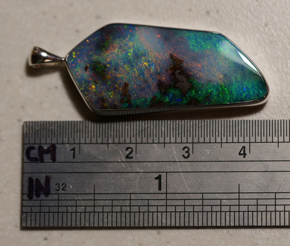 BIG Australia Natural Queensland Solid Boulder Opal Silver 925 Pendant Hallmark