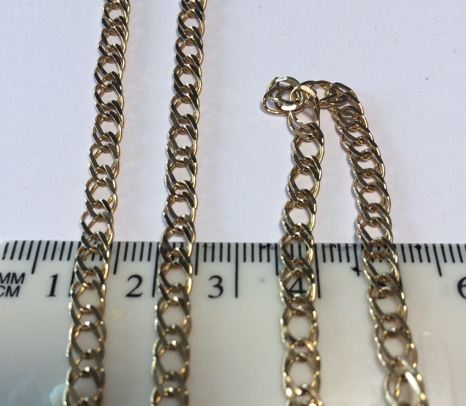 9ct Solid Gold Double Curb Chain 20″ & 7″ Bracelet. Italy. Width 5mm/Wgt 10.17gm