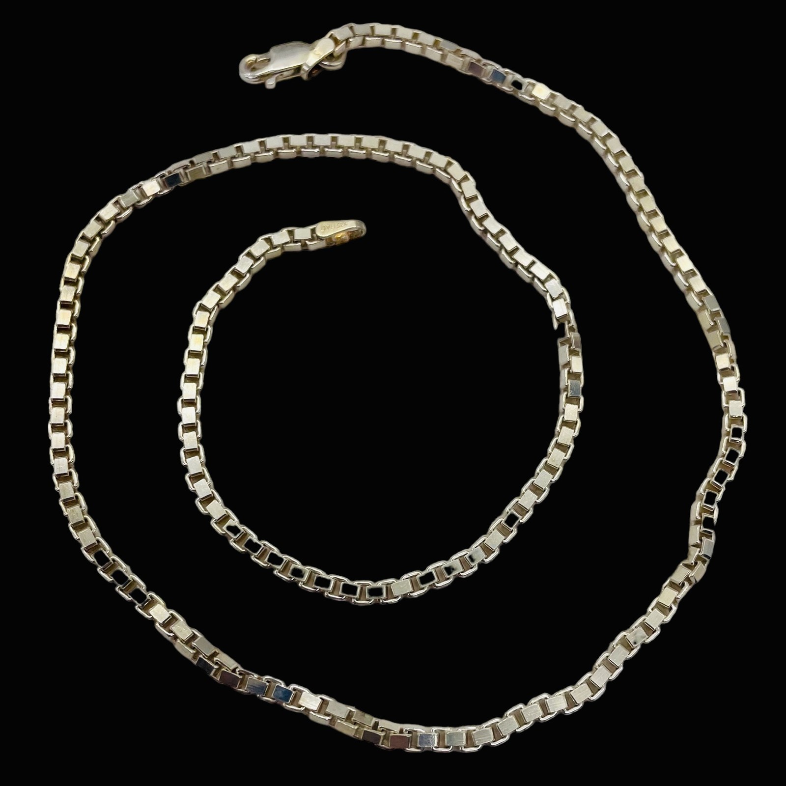 Italian Sterling Silver Box Chain Necklace | 16″ | 2mm |11.5G | 1 Necklace |