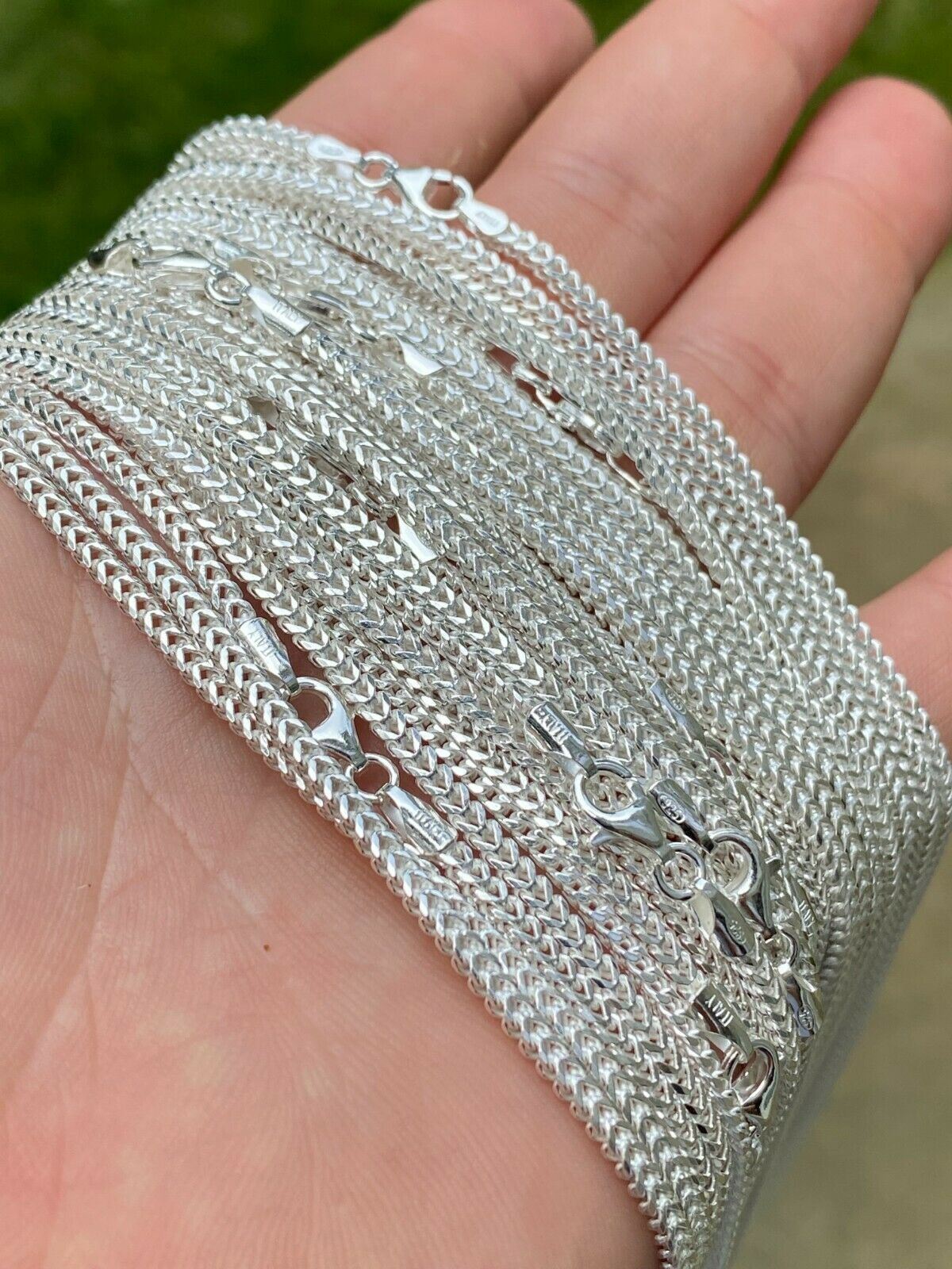 Solid 925 Sterling Silver Franco Chain Necklace 2mm WHOLESALE LOT Reseller 10pc