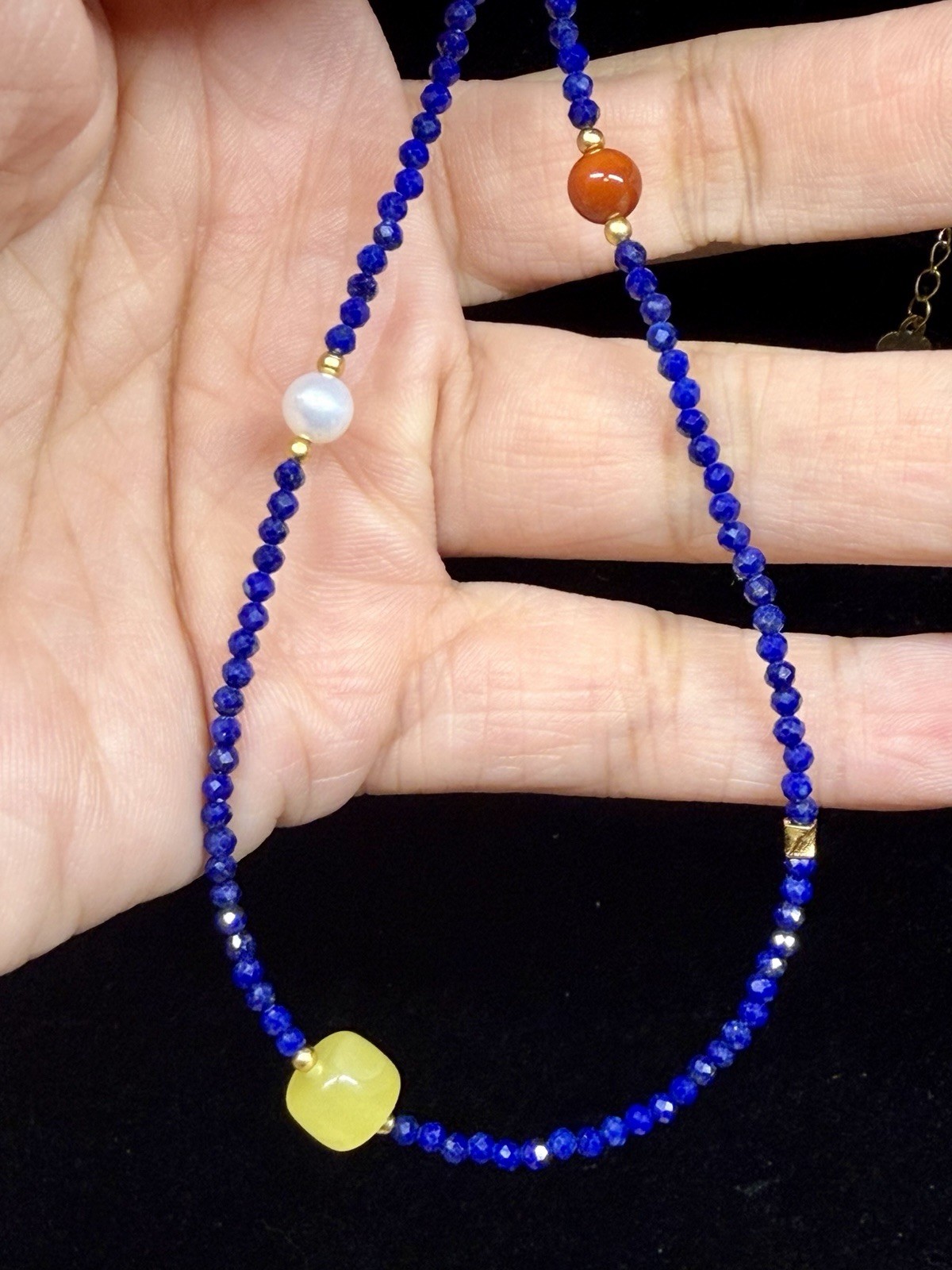 925 Sterling Silver Premium Blue Lapis Lazuli Round Bead Pendant Necklace