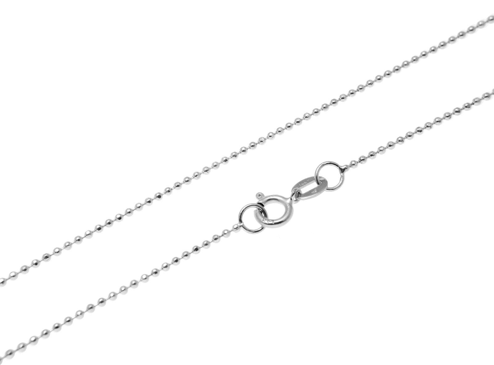 1MM SOLID 14K WHITE GOLD DIAMOND CUT BEAD BALL CHAIN NECKLACE 16″ 18″ 20″ 22″ 24