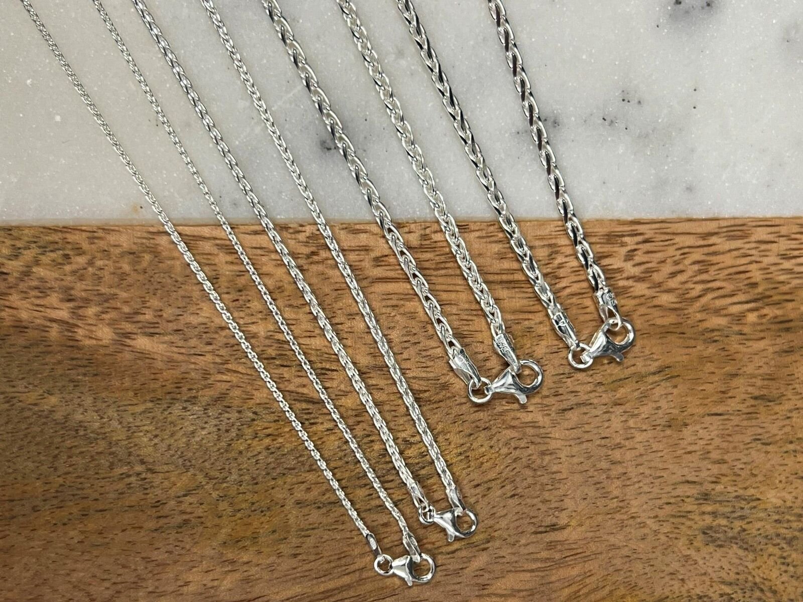 925 Sterling Silver SPIGA Wheat Chain Necklace 16” 18” 20” 22” 24” 30”