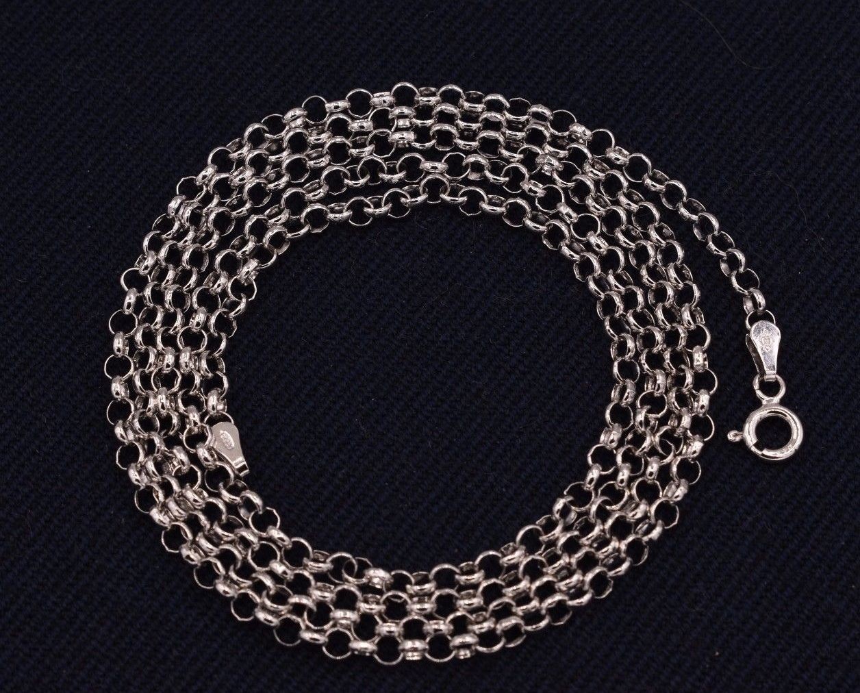 3mm Round Rolo Chain Necklace Real Solid 925 Sterling Silver ALL SIZES Rhodium