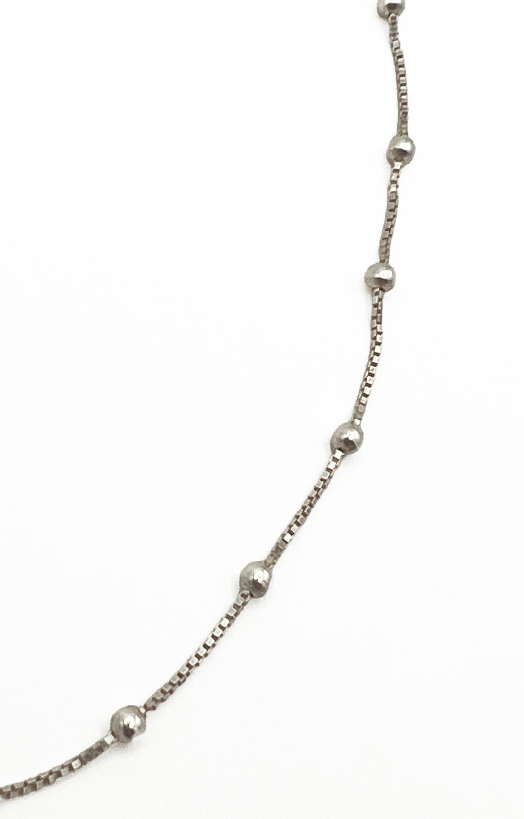 925 Sterling Silver Italy Beaded Satellite Box Chain Choker 12–16 inches