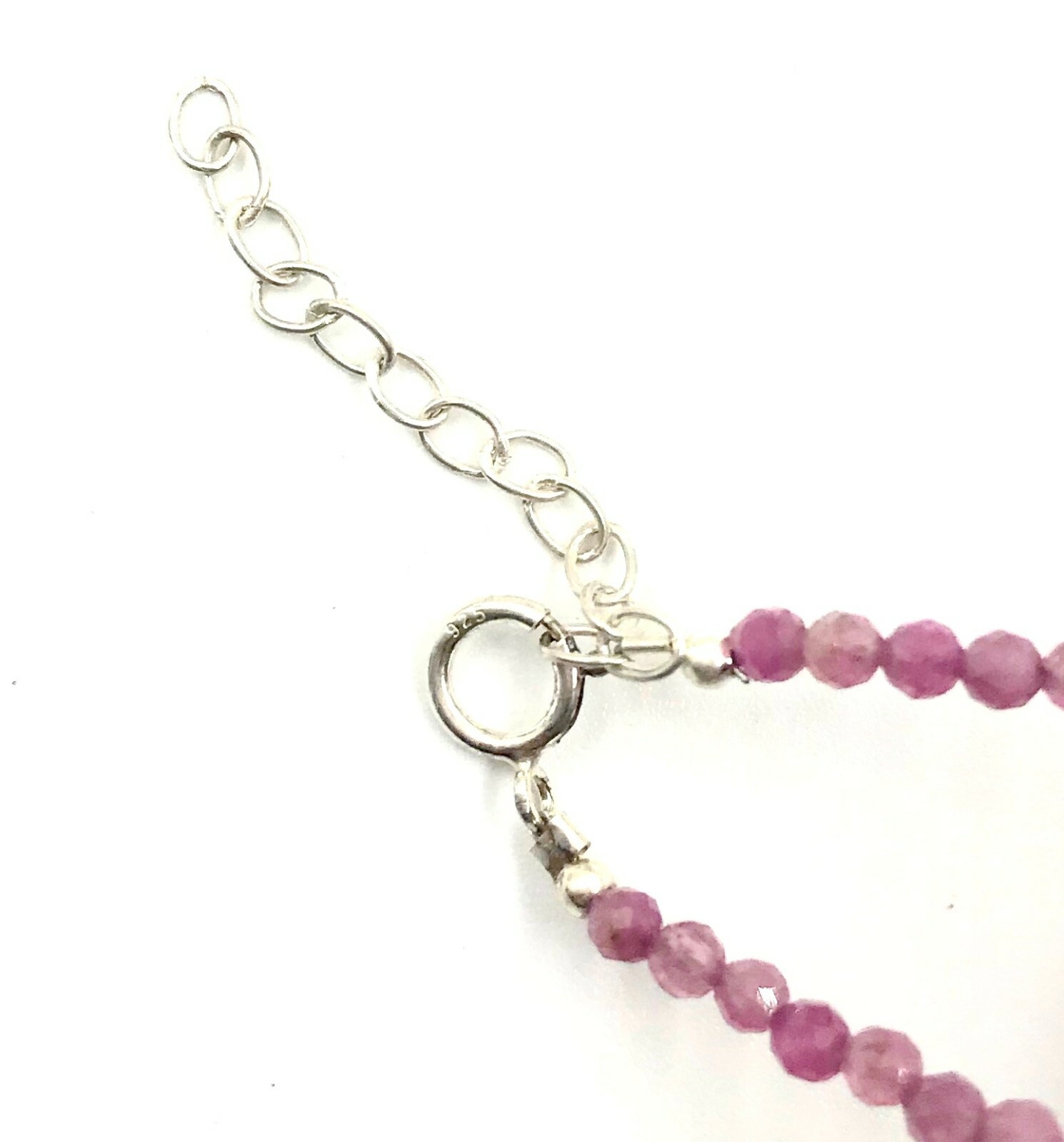Genuine Pink Tourmaline Beads Silver Necklace Jewelry Women Handmade USA SELLER