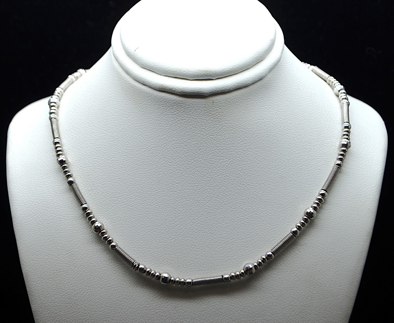 Sterling Silver Beautiful Bright Beaded Chain Necklace 16.0″ #FME397