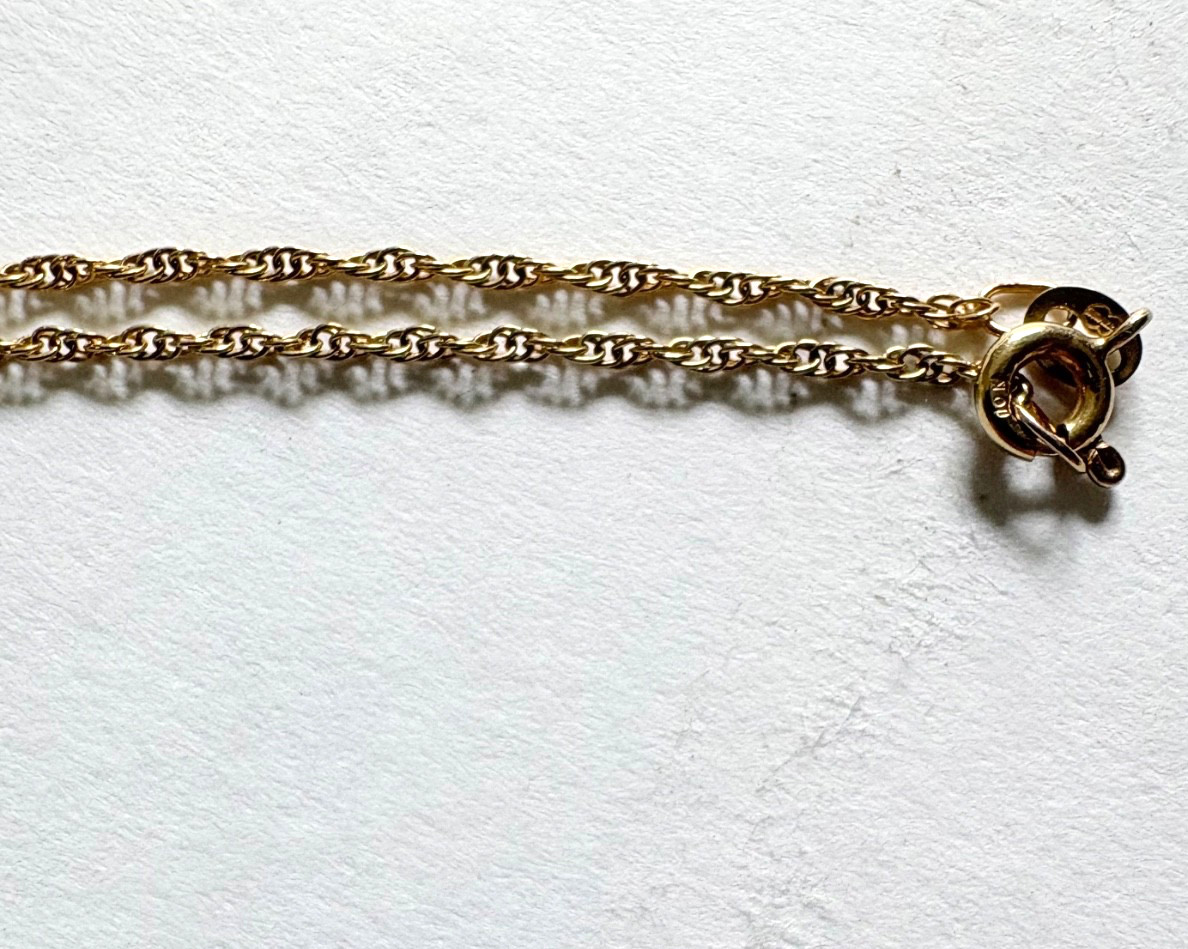 1OK YELLOW GOLD 1MM TWISTED ROPE 20″ CHAIN BY UNOAERRE, ITALY
