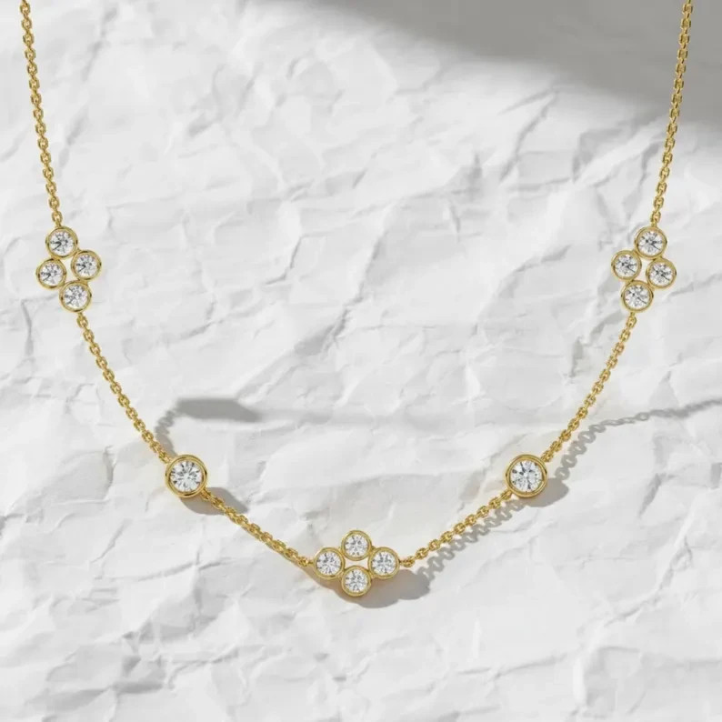 Best Seller ! Necklace For Bridal Round Natural Diamond GH – SI 14k Yellow Gold